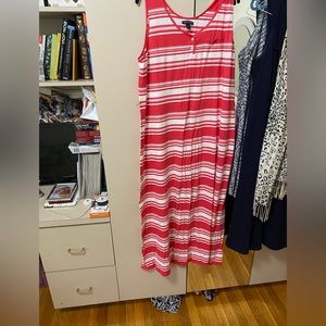 Pink and white maxi dress